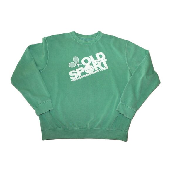 URBAN OUTFITTERS Old Sport 1985 Puff Paint Pullover Sweatshirt in Green (L/XL) - Picture 9 of 12
